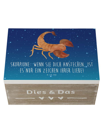 Mr. & Mrs. Panda Holzkiste Skorpion Liebe mit Spruch in Sternenhimmel Blau