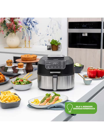PRINCESS 2-in-1 Heißluftfriteuse und Grill 4 Programme Max 265°C silber/schwarz 182092