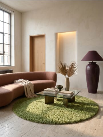 KADIMA DESIGN Teppich Hochflor Shaggy Waschbar Einfarbig RHEIN Strapazierfähig in Grün