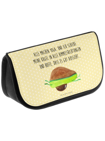 Mr. & Mrs. Panda kosmetiktäschchen Avocado Yoga mit Spruch in Gelb Pastell