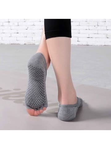 MUNADUNA 
Yoga-Zehensocken mit Doppelkreuz - offene Zehen in Grau

