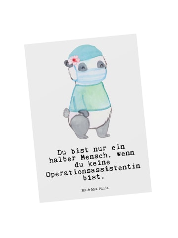 Mr. & Mrs. Panda Postkarte Operationsassistentin Herz mit Spruch in Weiß