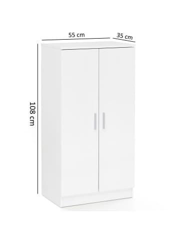 FineBuy Schuhschrank in Weiß / Spanplatte / 55x35x108