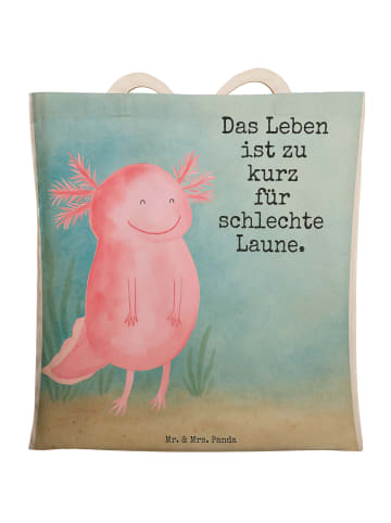 Mr. & Mrs. Panda Tasche Axolotl Glücklich Design mit Spruch in Weiß