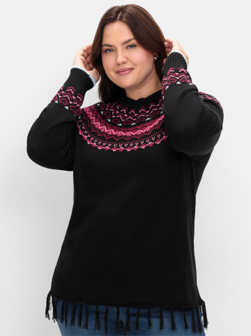 sheego Norwegerpullover in schwarz-gemustert