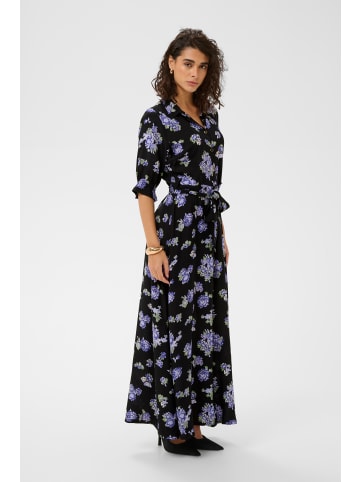 Kaffe Kleid KAvelana Regular fit in Black/Blue Large Flower