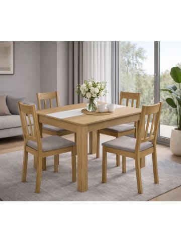 VCM  Esstisch Küchentisch B. 115 x T. 80 cm Disalo in Honig-Eiche / Weiß