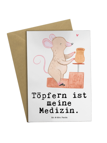 Mr. & Mrs. Panda Klappkarte Maus Töpfern mit Spruch in Weiß