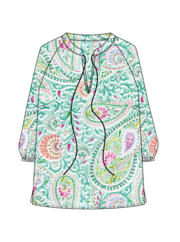Milano Italy Bluse mit Neckpanel und 3/4-Raglanärmeln in Mint Print