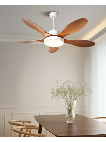 Beliani Deckenventilator mit Licht BARBET in Braun/Weiß - (W) 132 x (H) 50 x (L) 132 cm