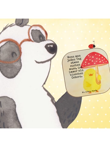 Mr. & Mrs. Panda Glasuntersetzer Küken Fliegenpilz Design mit Sp... in Weiß