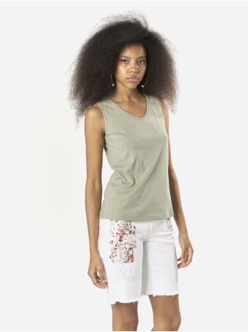 KOROSHI Damen-Tanktop mit Glitzer in khaki