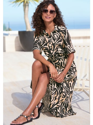 Vivance by Lascana Hemdblusenkleid in schwarz-braun bedruckt