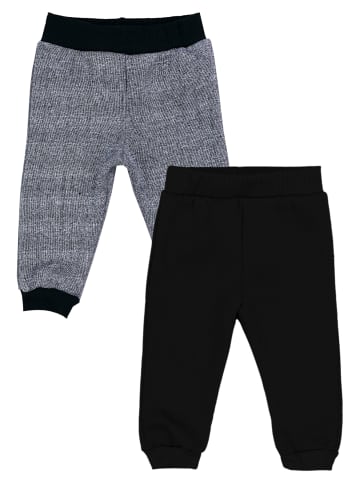 Baby Jungen Hosen Fleece Angeraut Winter 2er Pack in grau/schwarz