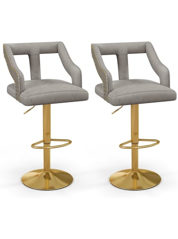 COSTWAY 2er Set Barhocker 46 x 42 x 63-85 cm in Gold
