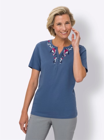 Sieh an! Kurzarmshirt in jeansblau-rot