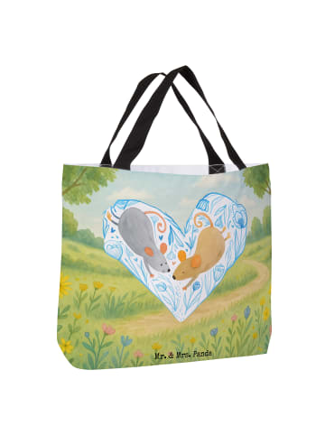 Mr. & Mrs. Panda Einkaufstasche Mäuse Herz Design ohne Spruch in Weiß