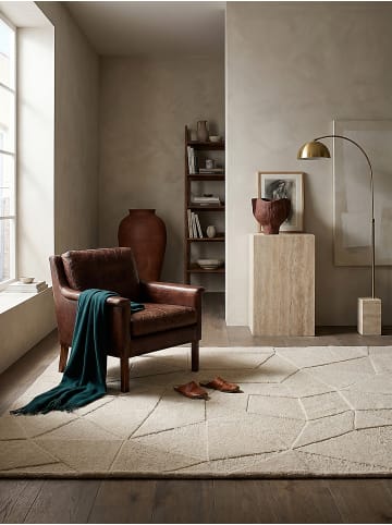 KADIMA DESIGN Wollteppich Kurzflor DEBEN Geometrisch Abstrakt Handgetuftet in Natur