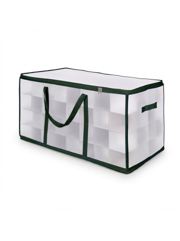 relaxdays Weihnachtskugel-Aufbewahrungsbox in Transparent/ Grün - (B)73 x (H)37 x (T)36 cm