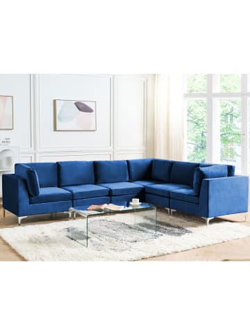 Beliani Ecksofa EVJA in Blau - (W) 300 x (H) 84 x (L) 235 cm