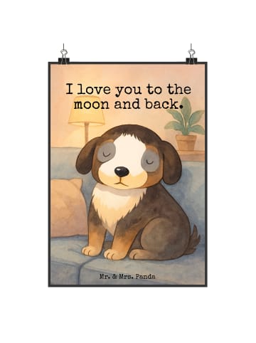 Mr. & Mrs. Panda Bild Hund Entspannen Design mit Spruch in Weiß