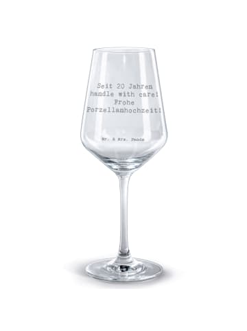 Mr. & Mrs. Panda Trinkglas Spruch 20. Hochzeitstag Porzellanhoch... in Transparent