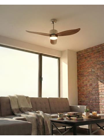 Beliani Deckenventilator mit Licht MAHAUT in Braun/Silber