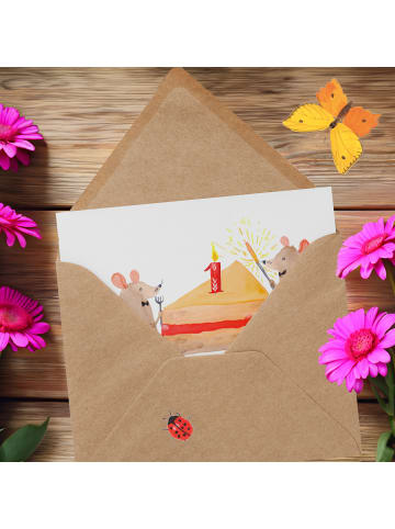 Mr. & Mrs. Panda Klappkarte 1. Geburtstag Reise mit Spruch in Weiß