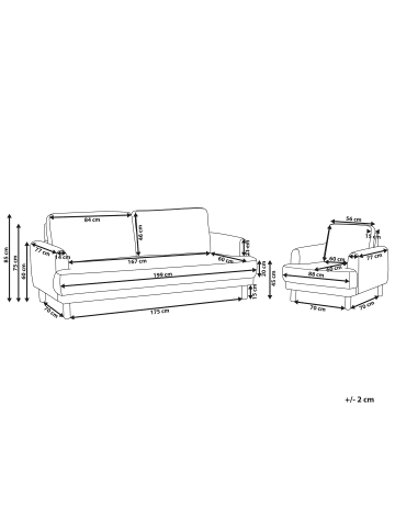 Beliani 2-tlg Sitzgruppe TUVE in Beige/Braun