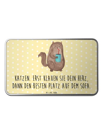 Mr. & Mrs. Panda Metalldose rechteckig Katze Dose mit Spruch in Gelb Pastell