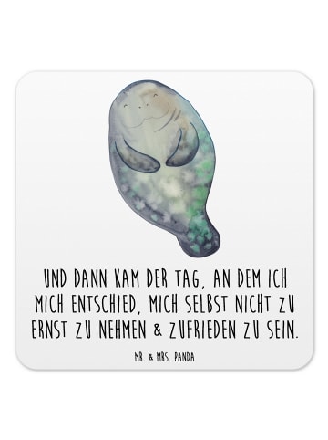 Mr. & Mrs. Panda Untersetzer Seekuh Happy mit Spruch in Weiß