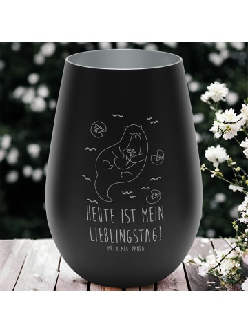 Mr. & Mrs. Panda Gold Windlicht Otter Seerose mit Spruch in Schwarz