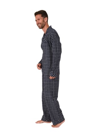 NORMANN Flanell Pyjama Schlafanzug zum durchknöpfen - 70104 in grau
