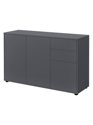 en.casa Sideboard Paarl mit 3 Türen in Grau (H)74cm (B)117cm (T)36cm