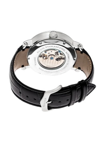 Heritor Aries Skelett-Uhr mit Lederarmband in Black