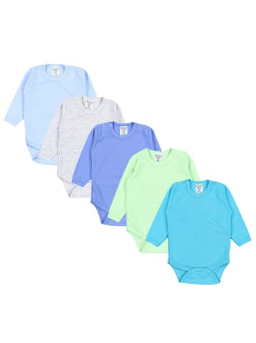 TupTam Jungen Baby Body Langarm 5er Pack in beige/blau