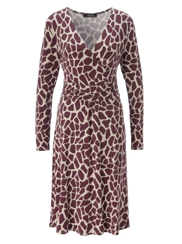 Aniston SELECTED Jerseykleid in maronebraun-offwhite