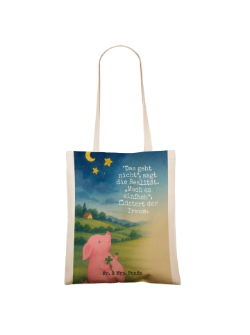 Mr. & Mrs. Panda Tote Bag Schwein Glück Design mit Spruch in Weiß