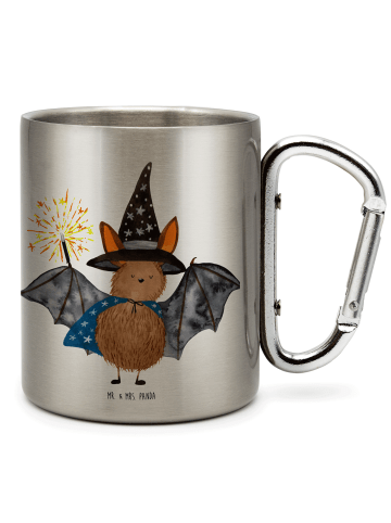 Mr. & Mrs. Panda Karabiner Tasse Fledermaus Zauberer ohne Spruch in Silber