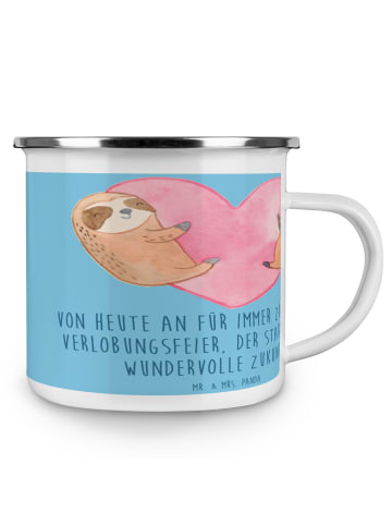 Mr. & Mrs. Panda Camping Emaille Tasse Verlobungsfeier ZuMenschmen ... in Sky Blue