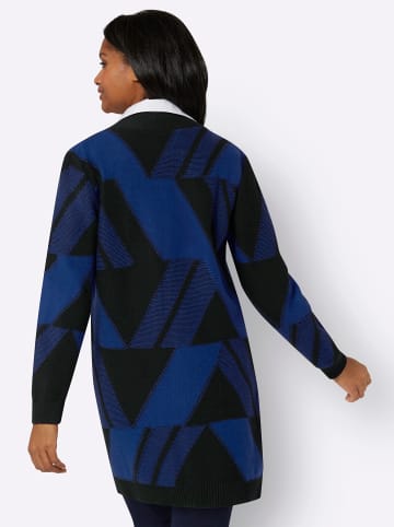 WITT WEIDEN Strickmantel in royalblau-schwarz-gemustert