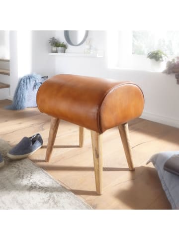 KADIMA DESIGN Sitzhocker Echtleder/Massivholz 45x53x40 Moderner Lederhocker