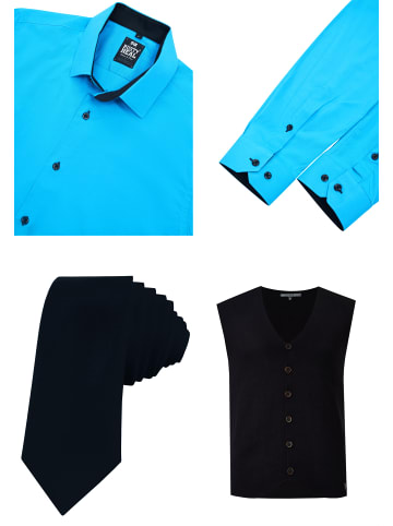 Rusty Neal Hemd mit Weste und Krawatte in Türkis