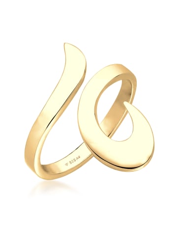 Elli Ring 925 Sterling Silber Ornament, Wellen in Gold