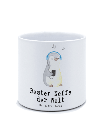 Mr. & Mrs. Panda Blumentopf Pinguin Bester Neffe der Welt mit Sp... in Weiß