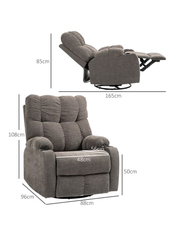 HOMCOM Relaxsessel in Braun 88L x 96B x 108H cm