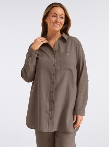 sheego Leinenbluse in dunkeltaupe
