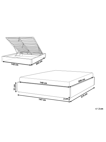 Beliani Doppelbett DINAN in Braun - (W) 149 x (H) 31 x (L) 214 cm