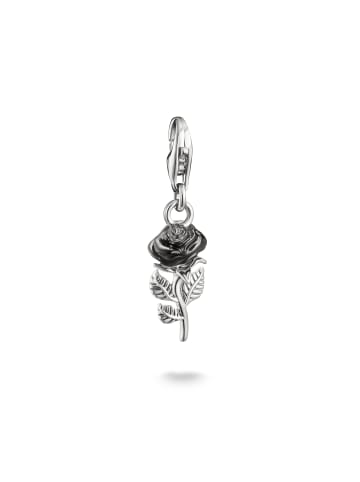 Thomas Sabo Charm-Anhänger True Romance Rose Emaille Original in silber, schwarz