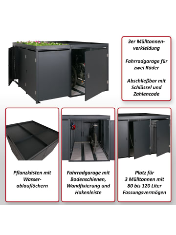 MCW 3er-Mülltonnenverkleidung / 2er-Fahrradgarage mit Pflanzkasten N79